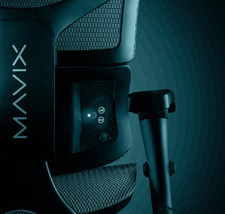 ELEMAX in Mavix chair with blue overlay for cooling 